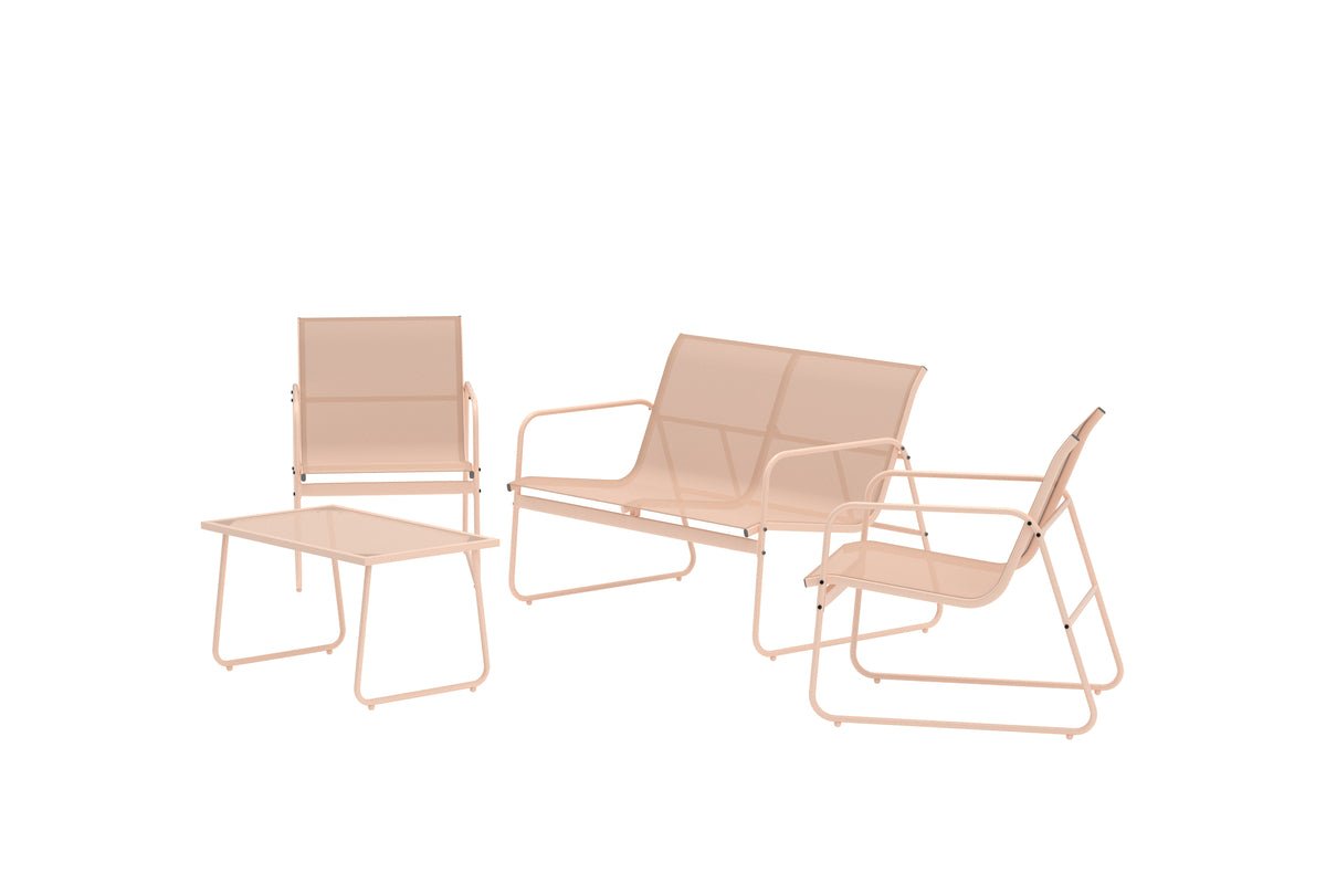 Loungeset Novara – 4-teiliges Outdoor-Set aus Stahl mit Glastisch in 2 Farben