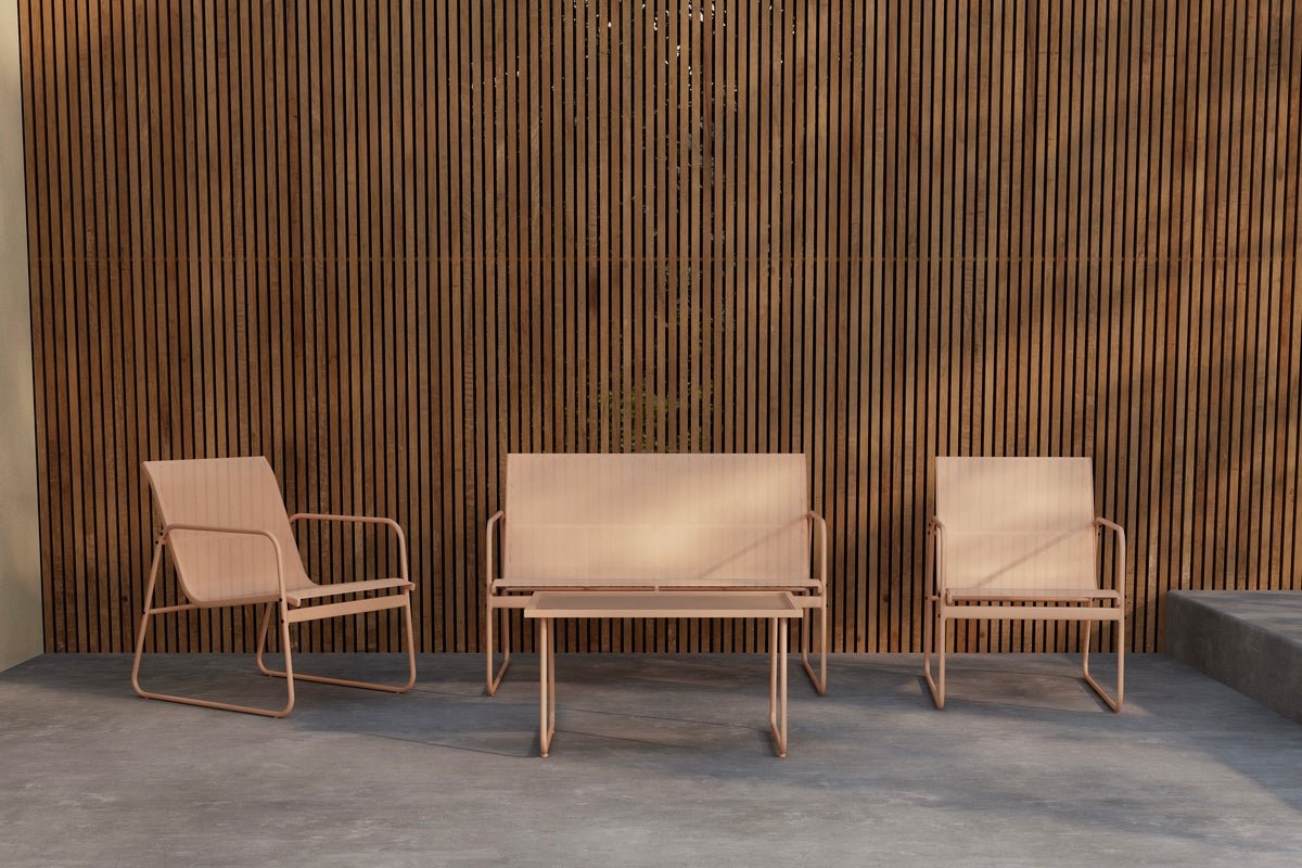 Loungeset Novara – 4-teiliges Outdoor-Set aus Stahl mit Glastisch in 2 Farben