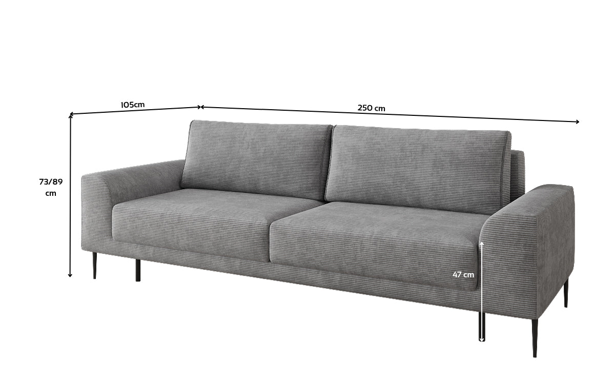 Designer 3-zitsbank Bloom in Ribstof met slaapfunctie en opbergruimte