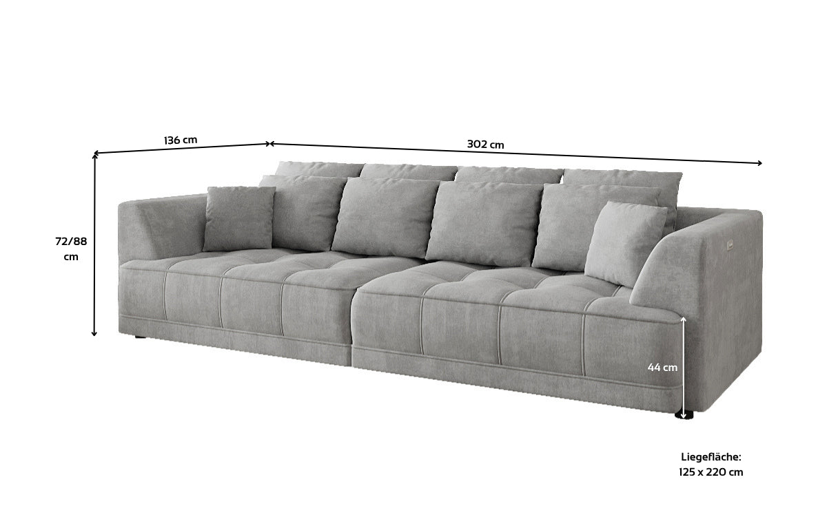 Designer Big Sofa Nuvo in fluweel met elektrische slaapfunctie