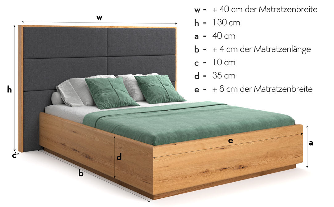 Designer houten bed Valent van massief eiken met opbergruimte