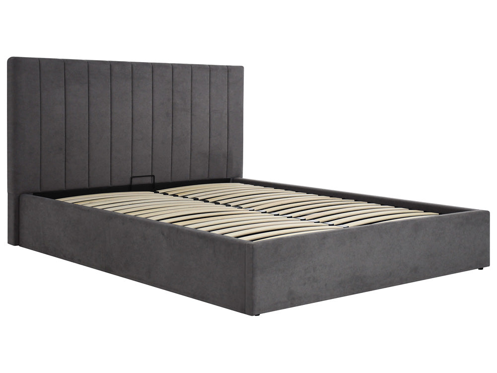 Design gestoffeerd bed Livia in Fluweel met opbergruimte