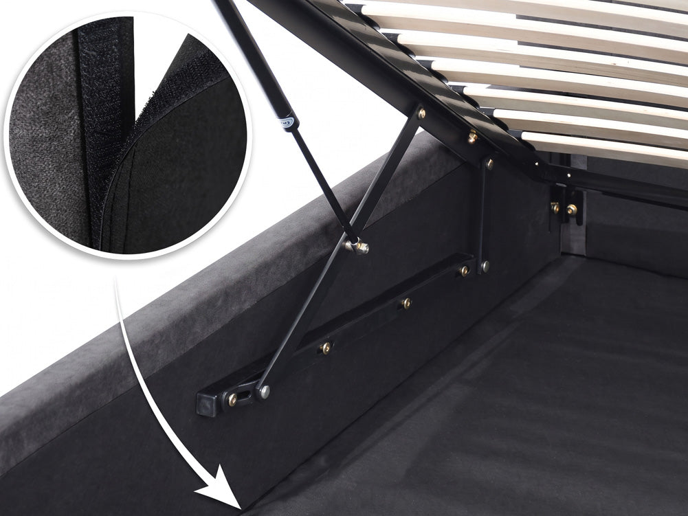 Design gestoffeerd bed Livia in Fluweel met opbergruimte