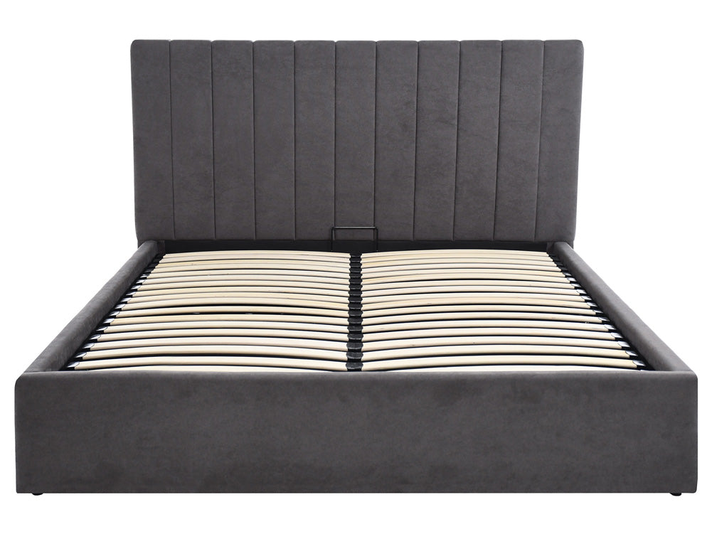 Design gestoffeerd bed Livia in Fluweel met opbergruimte