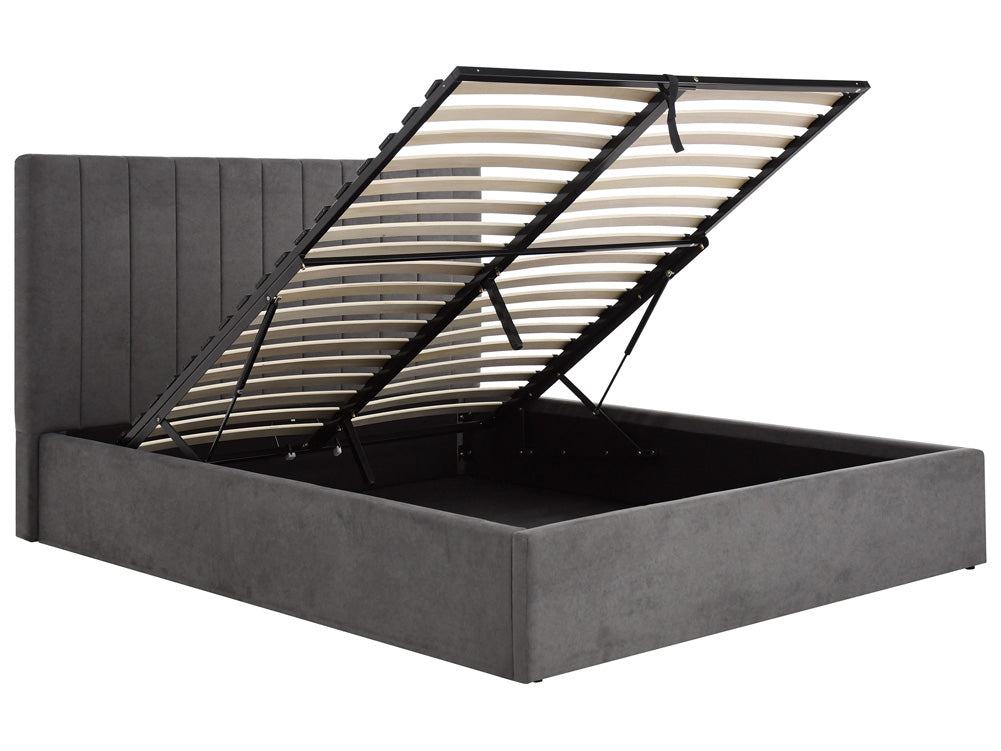 Design gestoffeerd bed Livia in Fluweel met opbergruimte