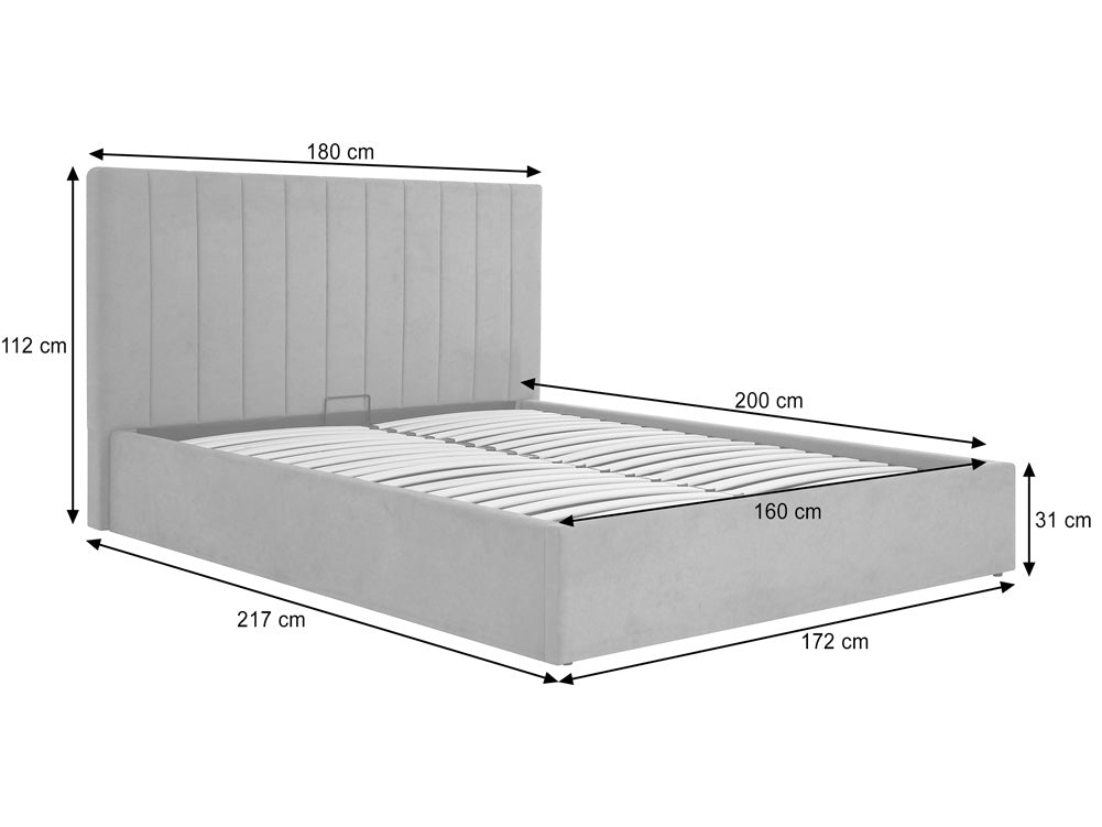 Design gestoffeerd bed Livia in Fluweel met opbergruimte