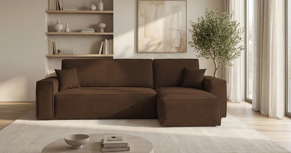 Designbank Lunaro Mini met slaap- en uitklapfunctie in Ribstof