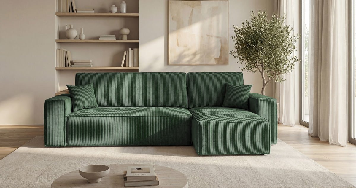 Designbank Lunaro Mini met slaap- en uitklapfunctie in Ribstof