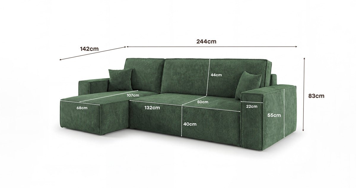 Designbank Lunaro Mini met slaap- en uitklapfunctie in Ribstof