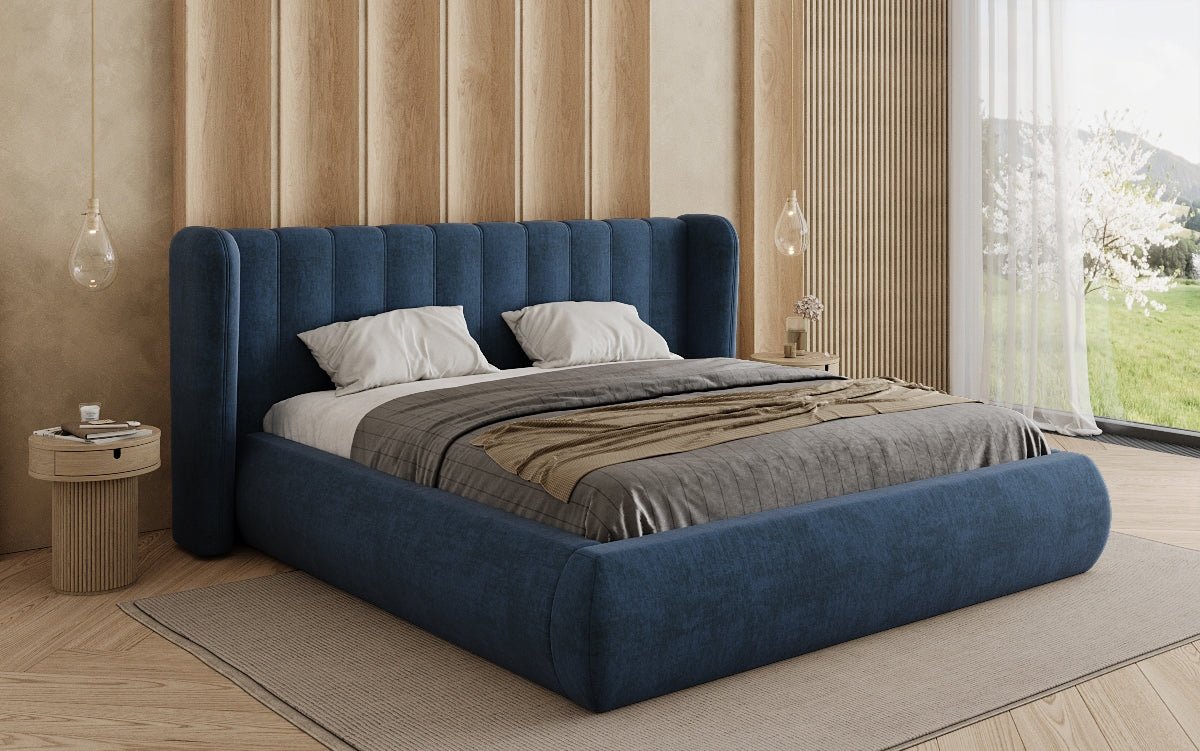 Designer gestoffeerd bed Valentina fluweel met opbergruimte