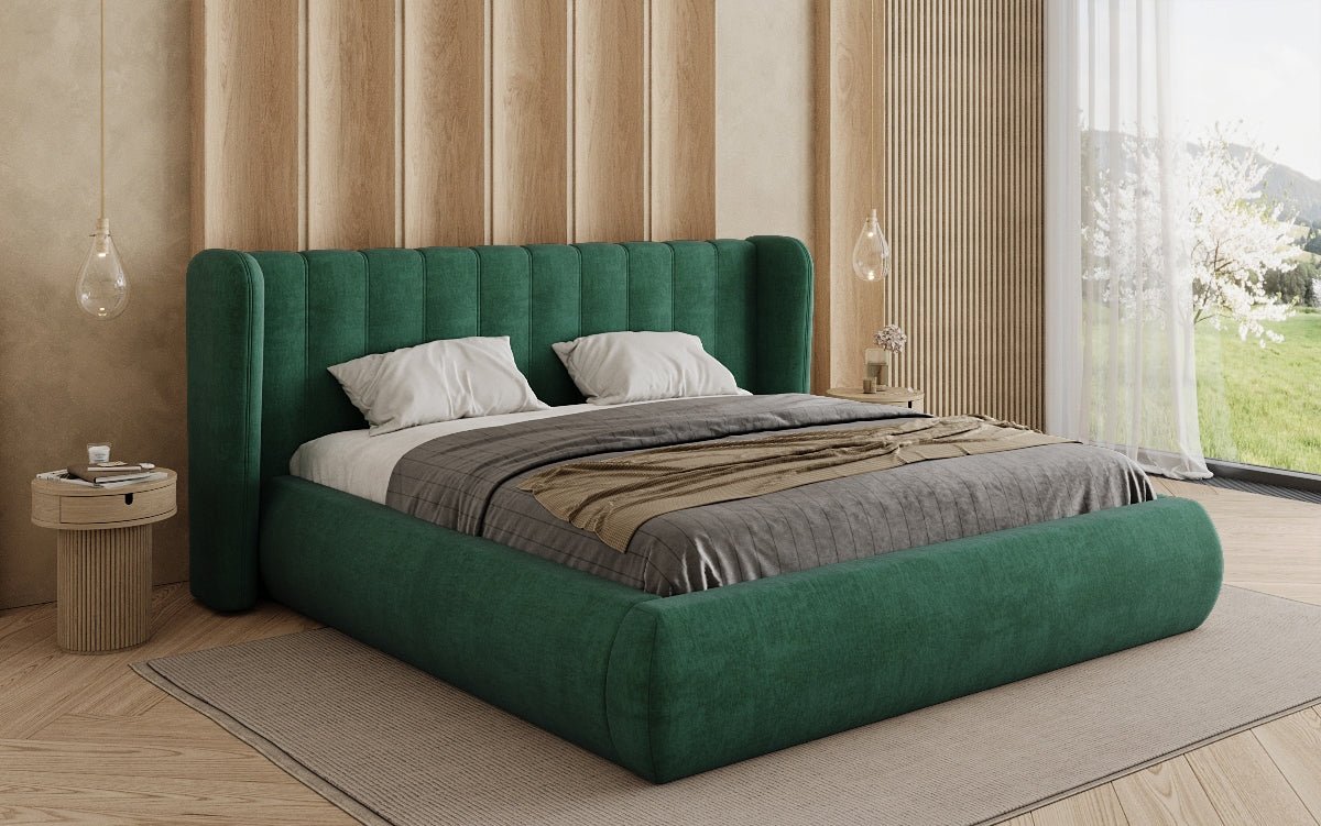 Designer gestoffeerd bed Valentina fluweel met opbergruimte