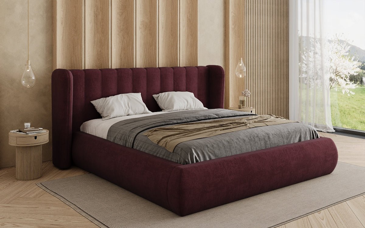 Designer gestoffeerd bed Valentina fluweel met opbergruimte