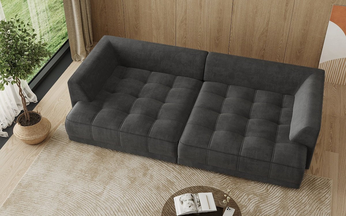 Designer Big Sofa Nuvo in fluweel met elektrische slaapfunctie