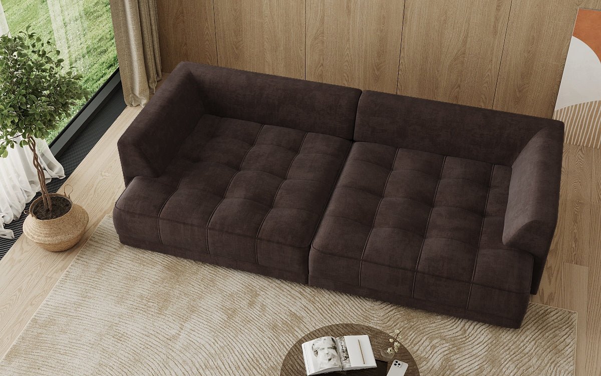 Designer Big Sofa Nuvo in fluweel met elektrische slaapfunctie
