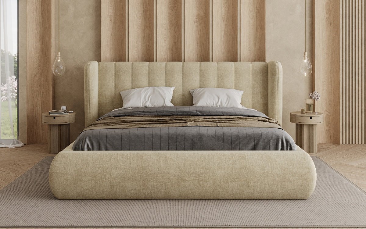 Designer gestoffeerd bed Valentina fluweel met opbergruimte
