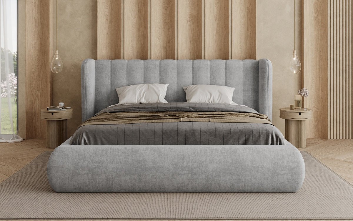 Designer gestoffeerd bed Valentina fluweel met opbergruimte
