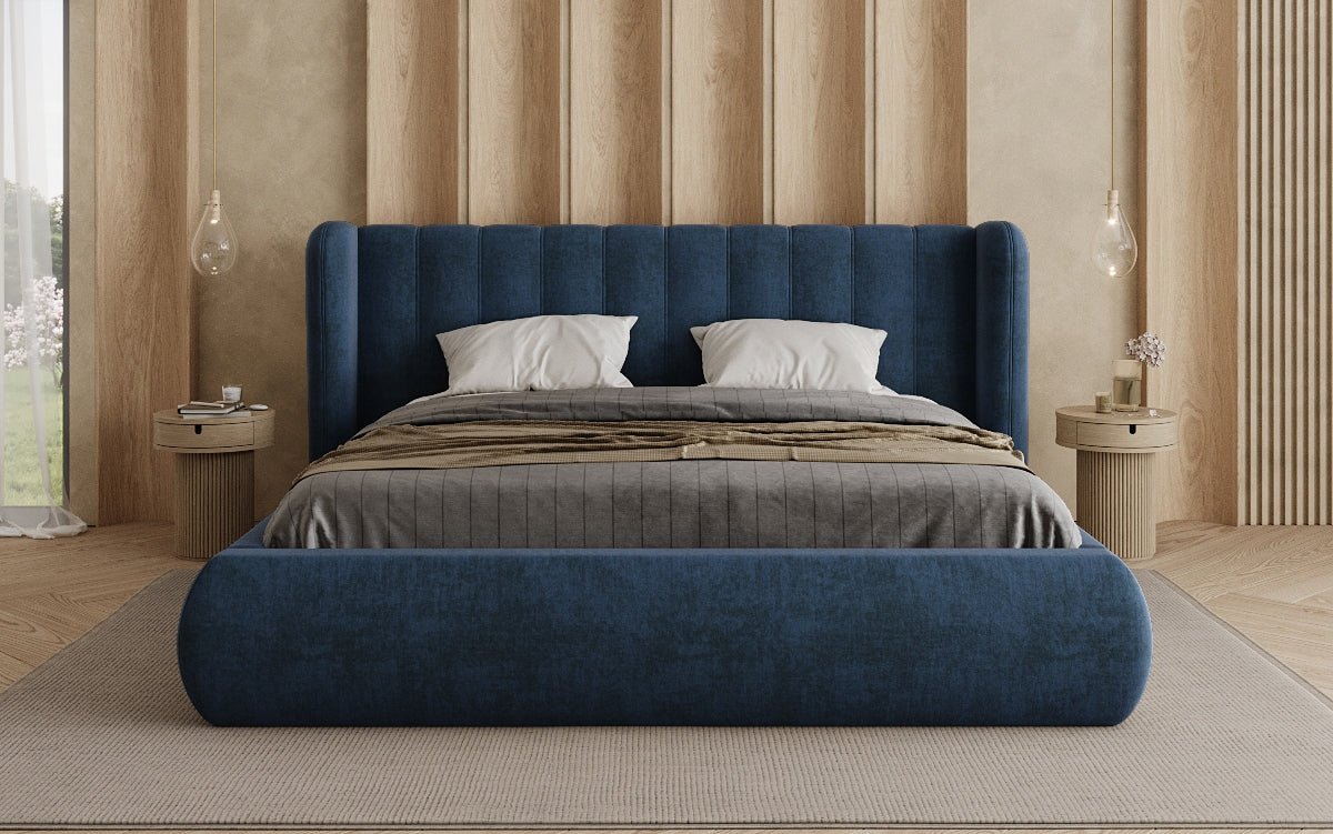 Designer gestoffeerd bed Valentina fluweel met opbergruimte