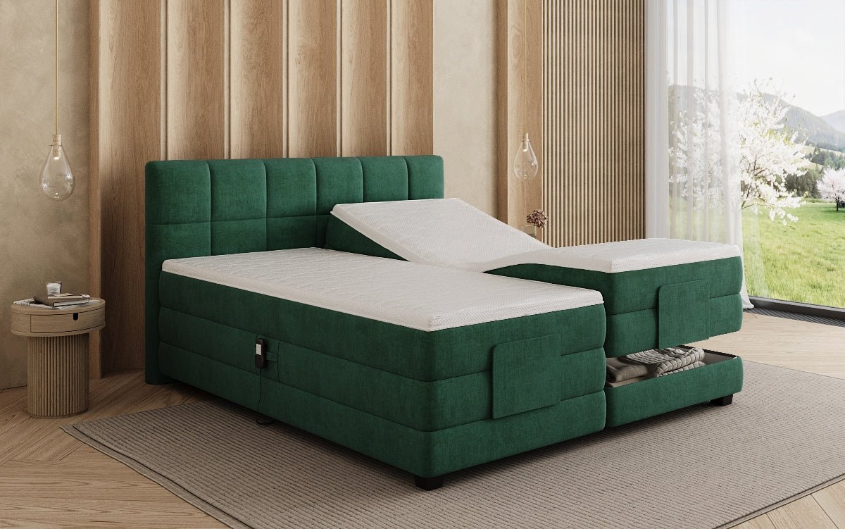 Boxspringbed Monaco - elektrisch verstelbaar in Fluweel