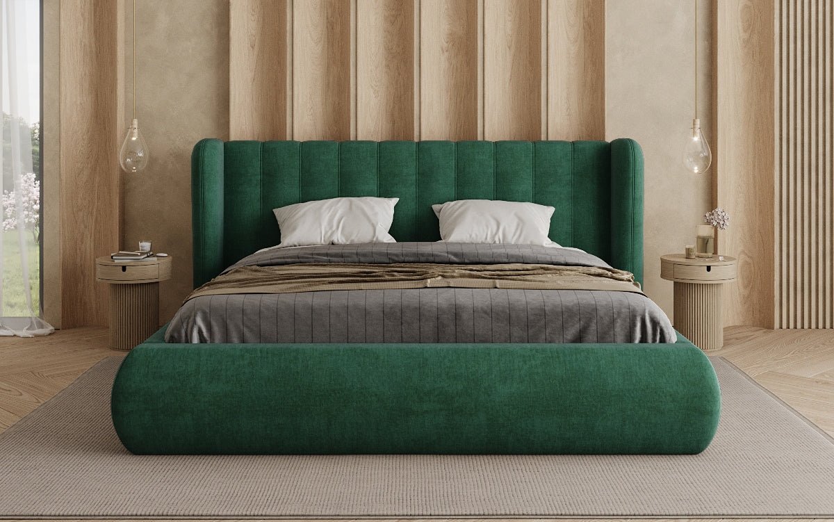 Designer gestoffeerd bed Valentina fluweel met opbergruimte