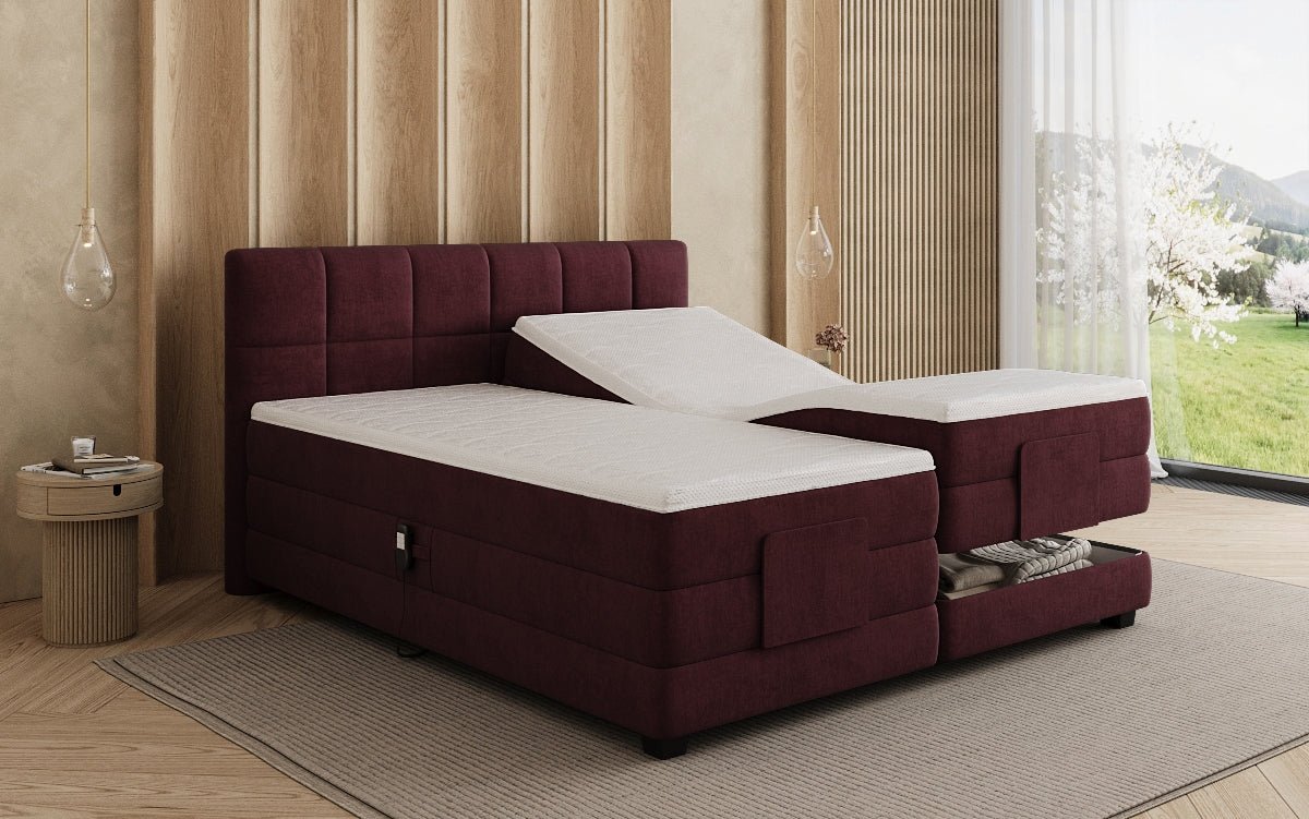 Boxspringbed Monaco - elektrisch verstelbaar in Fluweel