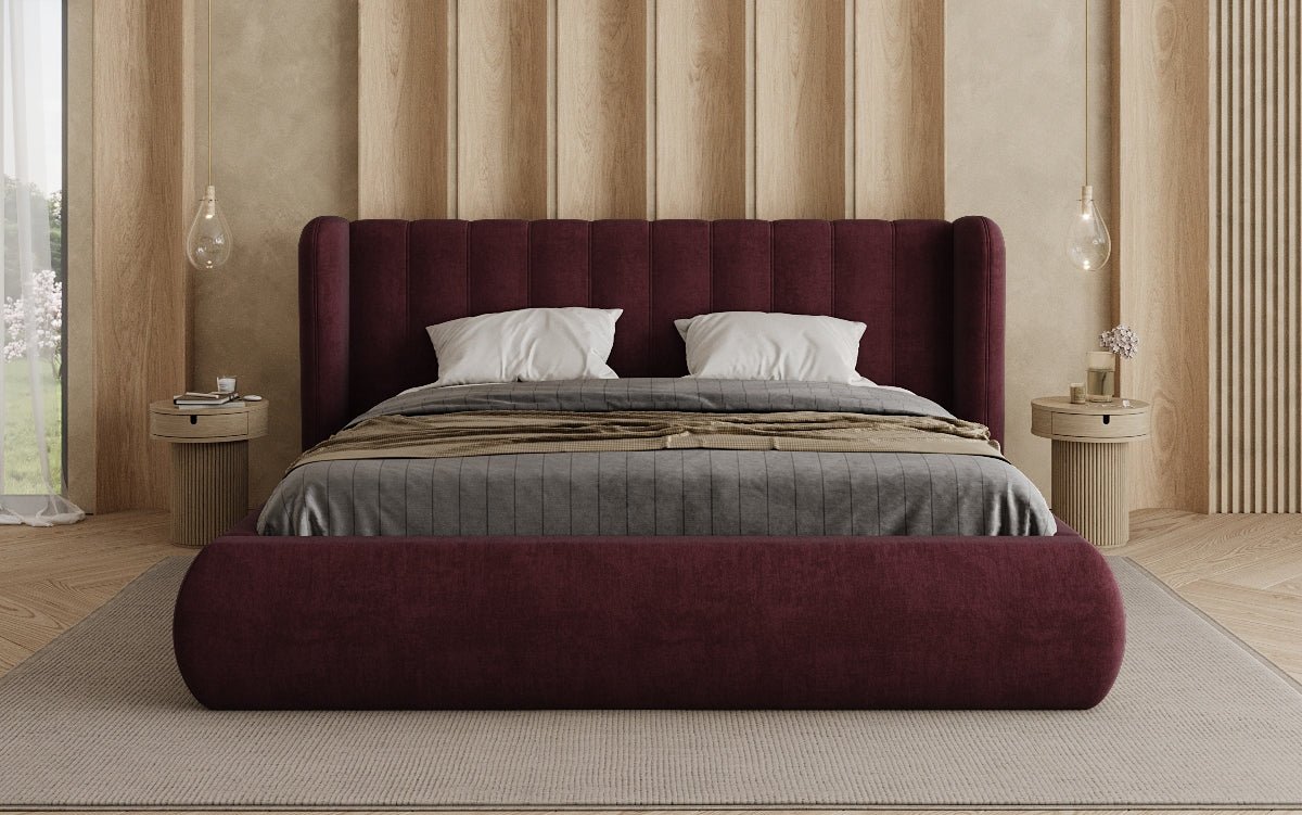 Designer gestoffeerd bed Valentina fluweel met opbergruimte