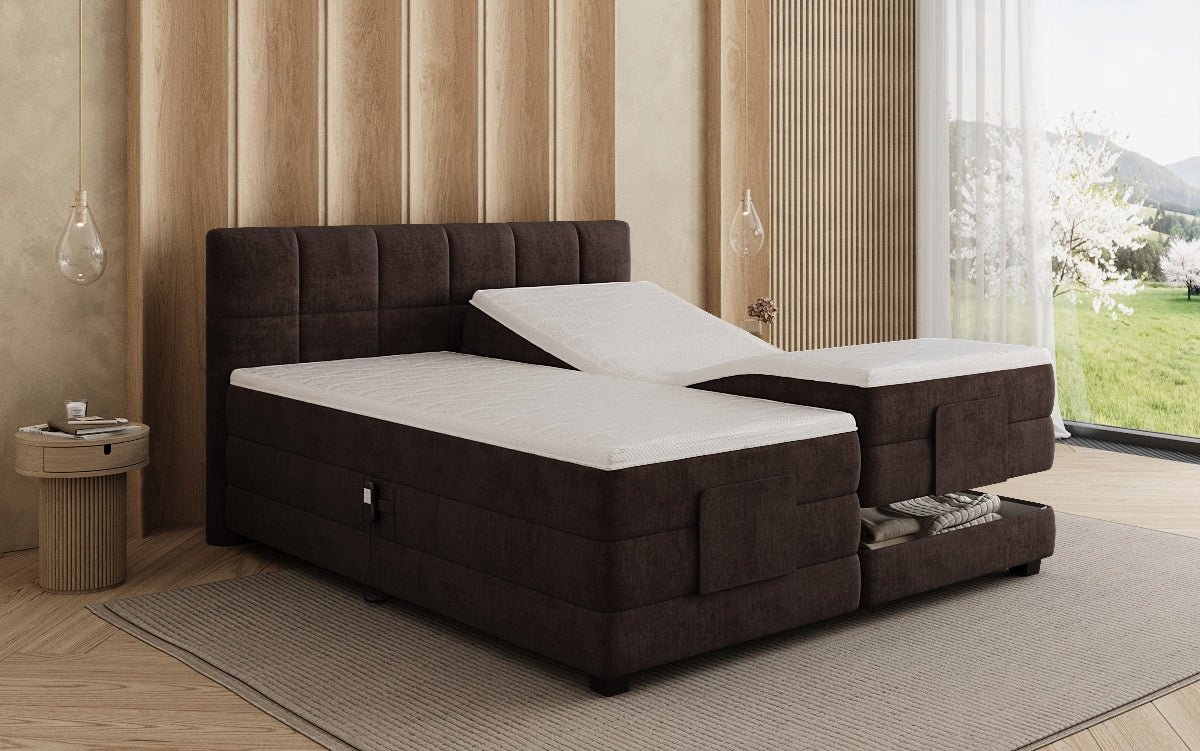 Boxspringbed Monaco - elektrisch verstelbaar in Fluweel