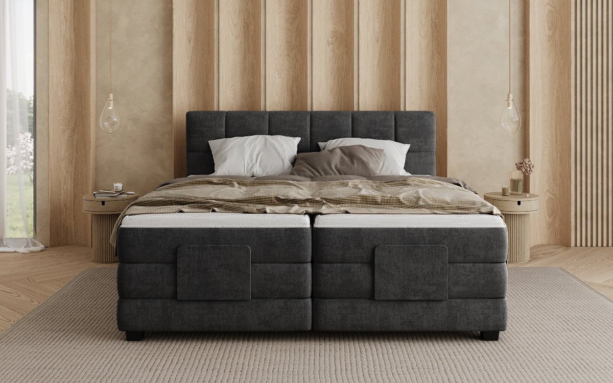 Boxspringbed Monaco - elektrisch verstelbaar in Fluweel