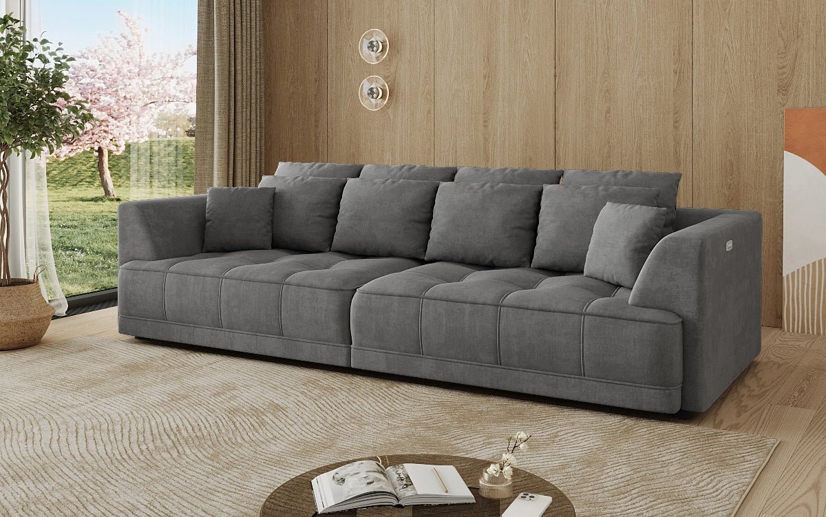 Designer Big Sofa Nuvo in fluweel met elektrische slaapfunctie