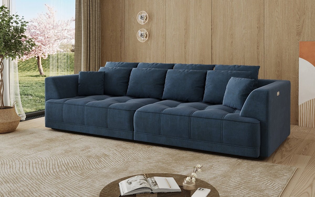 Designer Big Sofa Nuvo in fluweel met elektrische slaapfunctie
