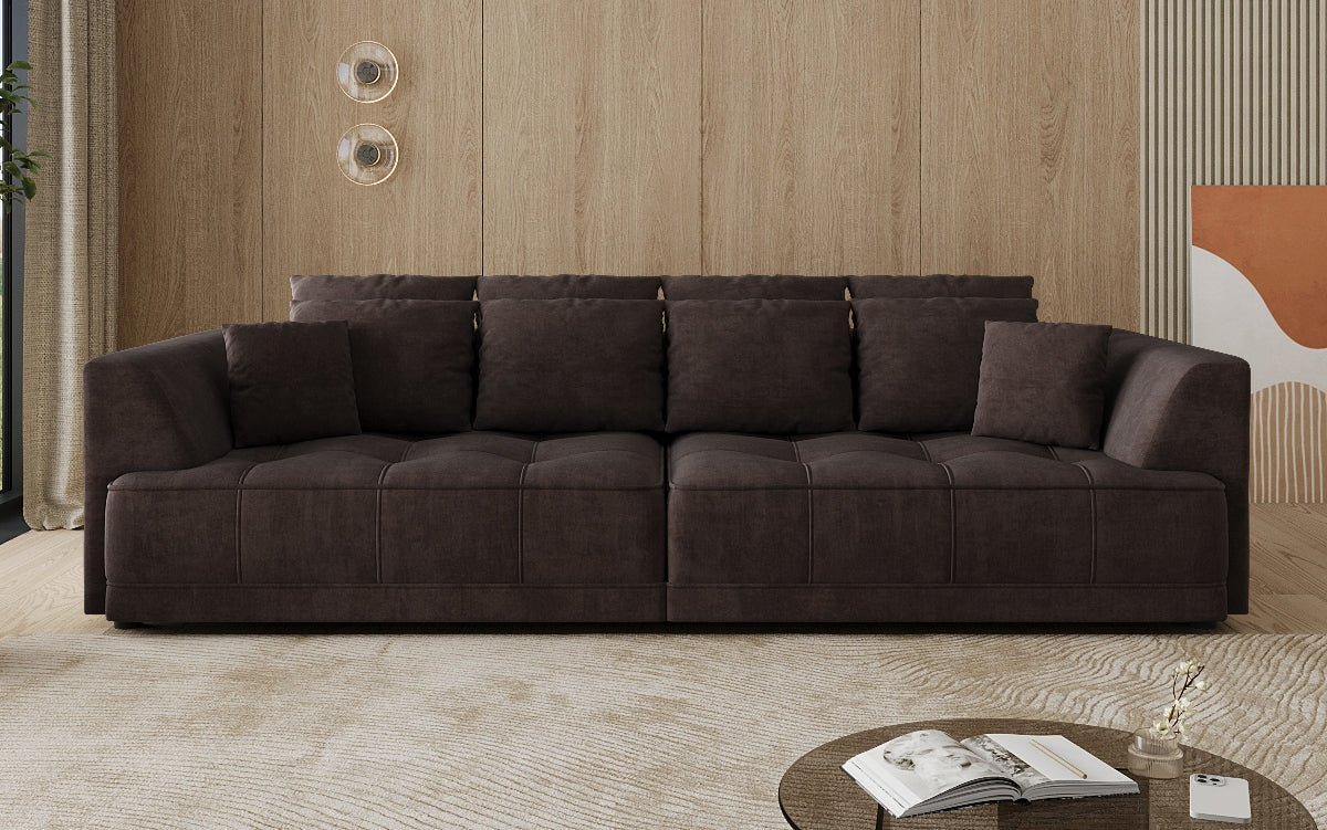 Designer Big Sofa Nuvo in fluweel met elektrische slaapfunctie
