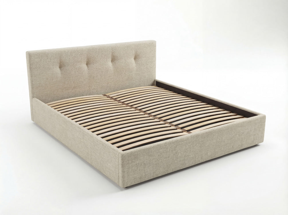 Designer gestoffeerd bed Alva in Fluweel met opbergruimte