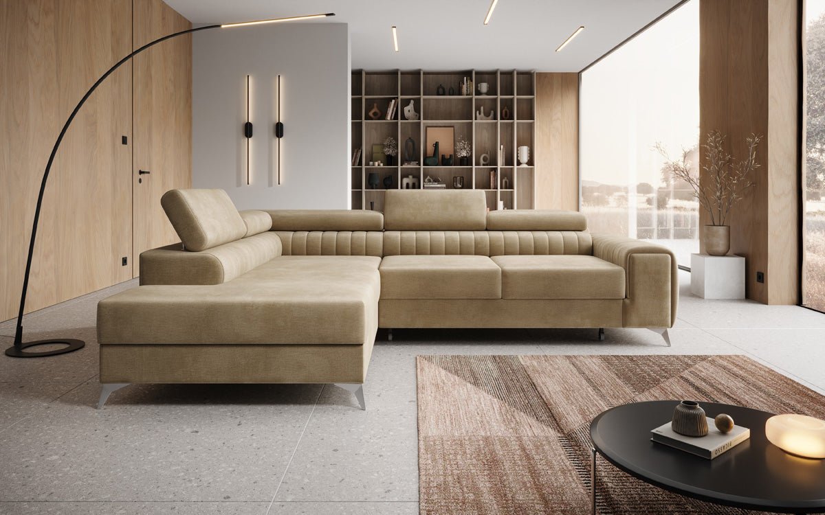 Designerbank Aurea L met slaap- en klapfunctie in Fluweel