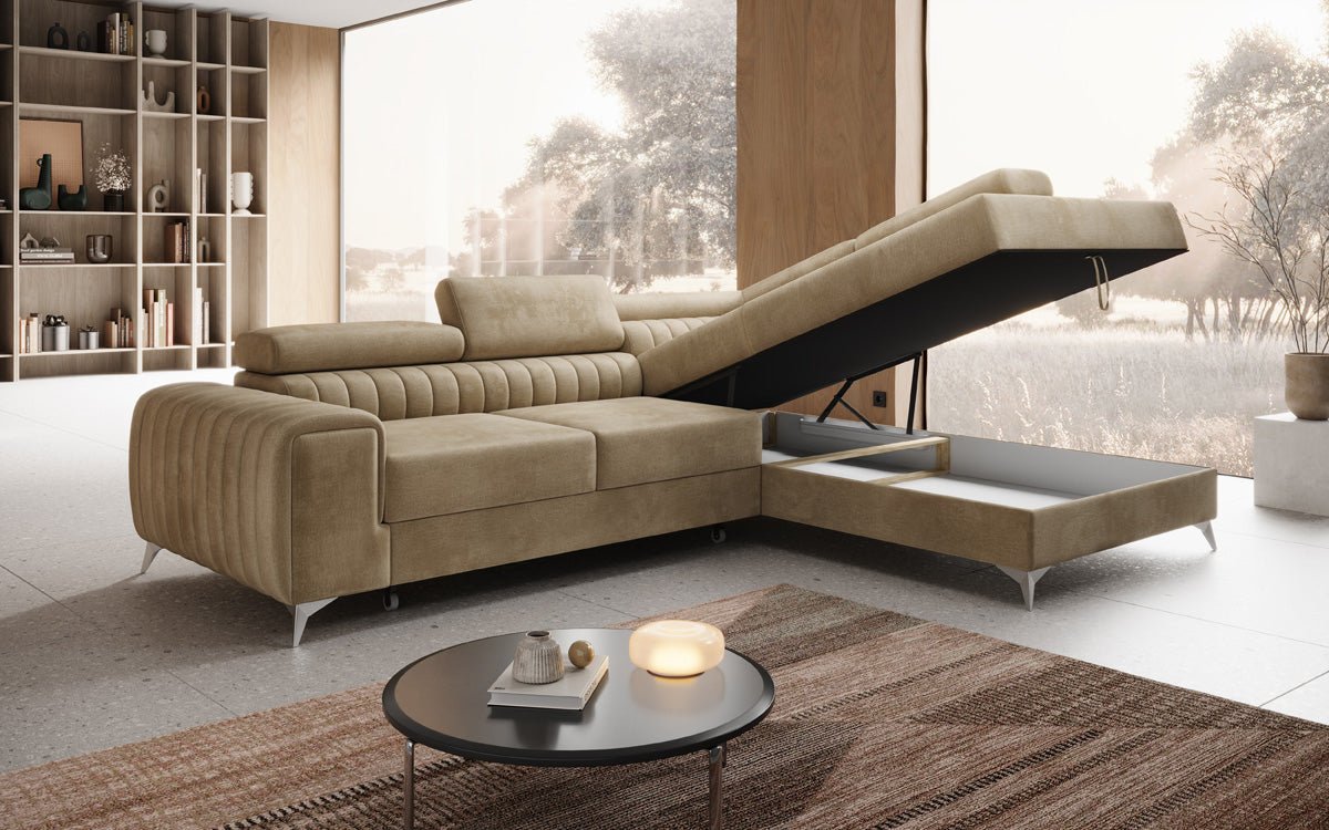 Designerbank Aurea L met slaap- en klapfunctie in Fluweel