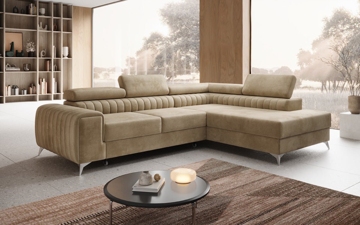 Designerbank Aurea L met slaap- en klapfunctie in Fluweel