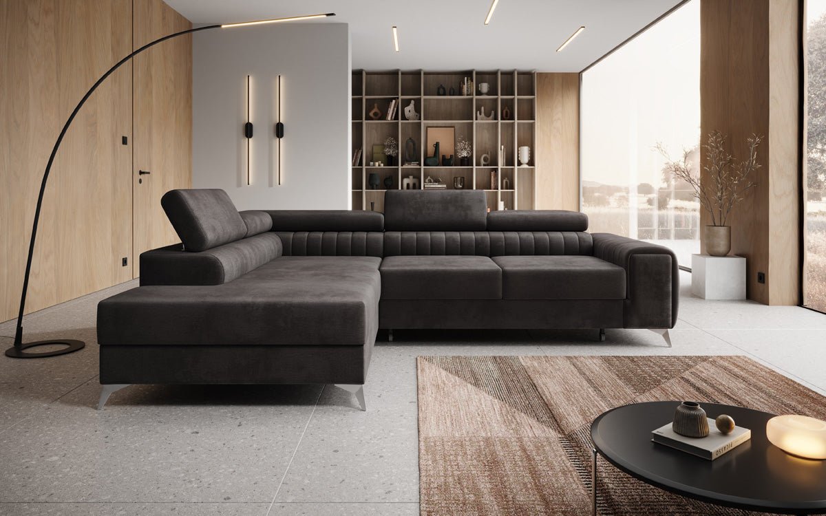 Designerbank Aurea L met slaap- en klapfunctie in Fluweel