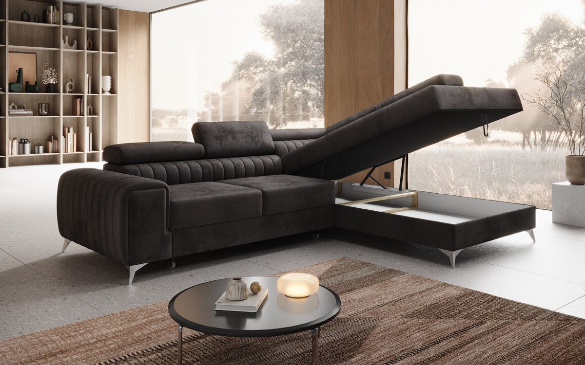 Designerbank Aurea L met slaap- en klapfunctie in Fluweel