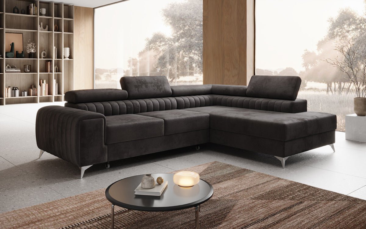 Designerbank Aurea L met slaap- en klapfunctie in Fluweel