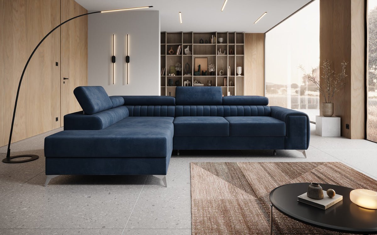 Designerbank Aurea L met slaap- en klapfunctie in Fluweel