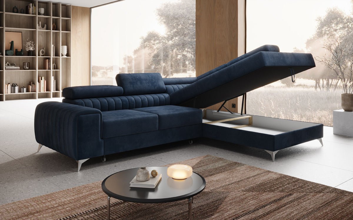 Designerbank Aurea L met slaap- en klapfunctie in Fluweel