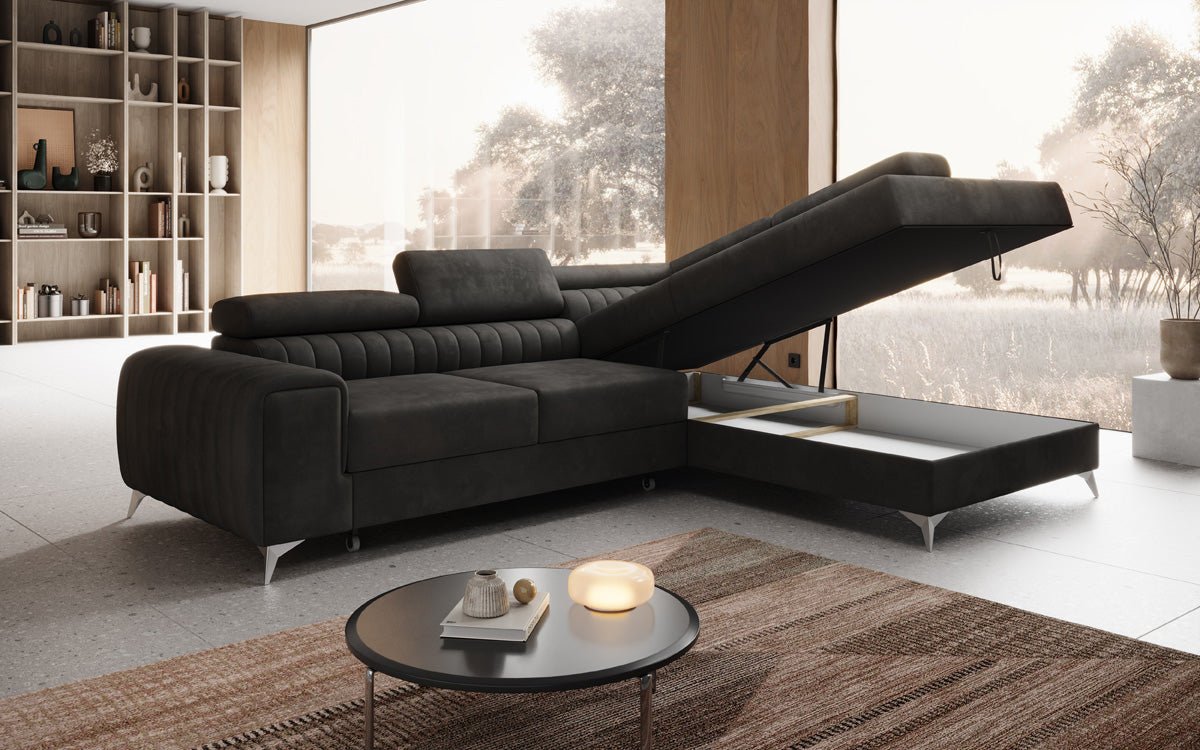 Designerbank Aurea L met slaap- en klapfunctie in Fluweel