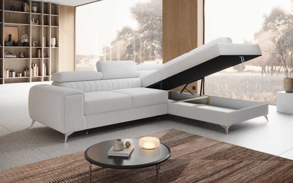 Designerbank Aurea L met slaap- en klapfunctie in Bouclé