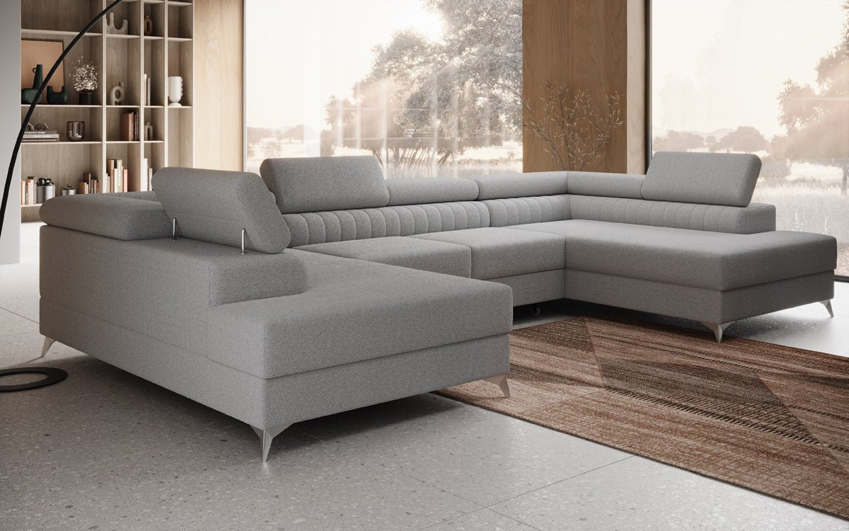 Designerbank Aurea U met slaap- en klapfunctie in Bouclé
