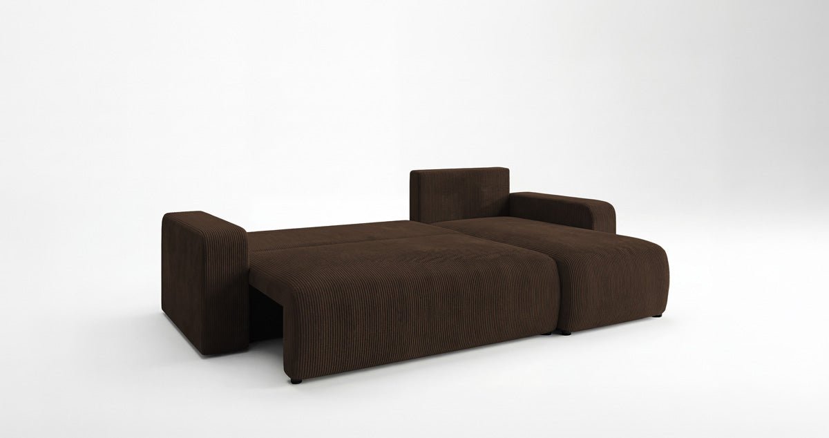 Designsofa Calva met slaap- en uitklapfunctie in Ribstof