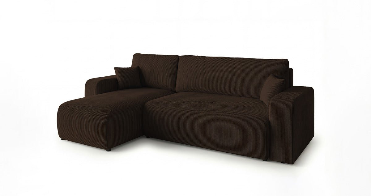 Designsofa Calva met slaap- en uitklapfunctie in Ribstof
