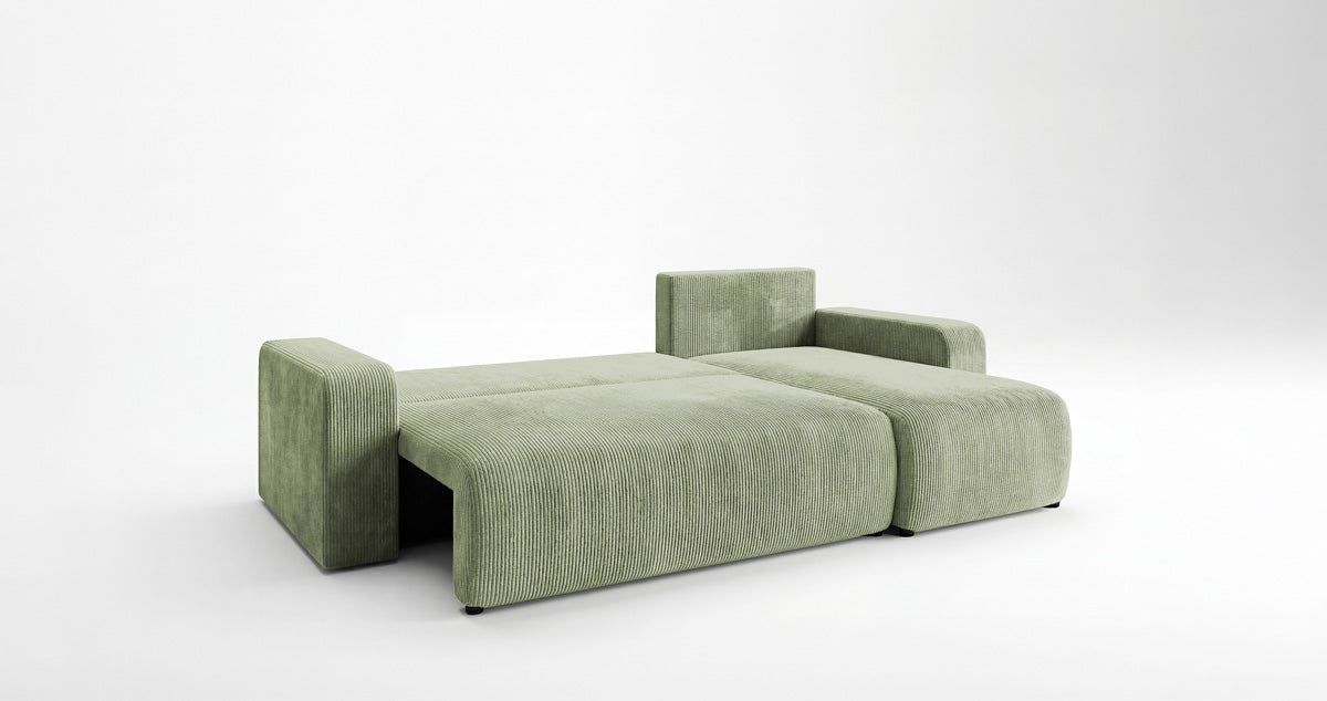 Designsofa Calva met slaap- en uitklapfunctie in Ribstof