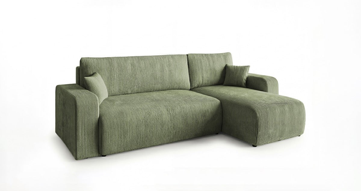 Designsofa Calva met slaap- en uitklapfunctie in Ribstof