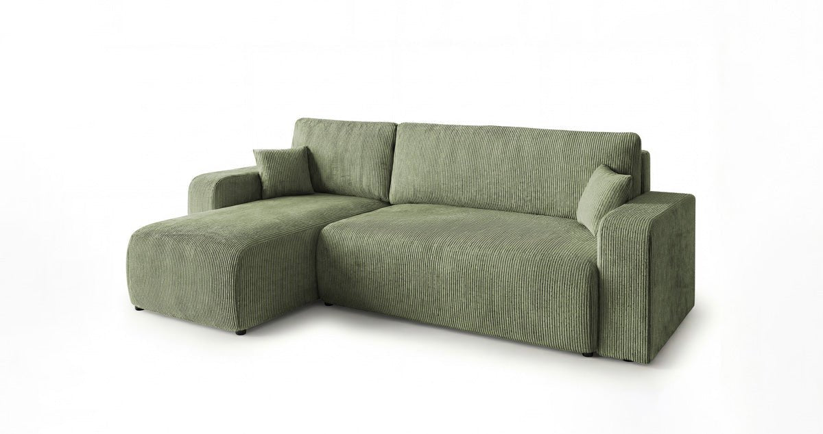 Designsofa Calva met slaap- en uitklapfunctie in Ribstof