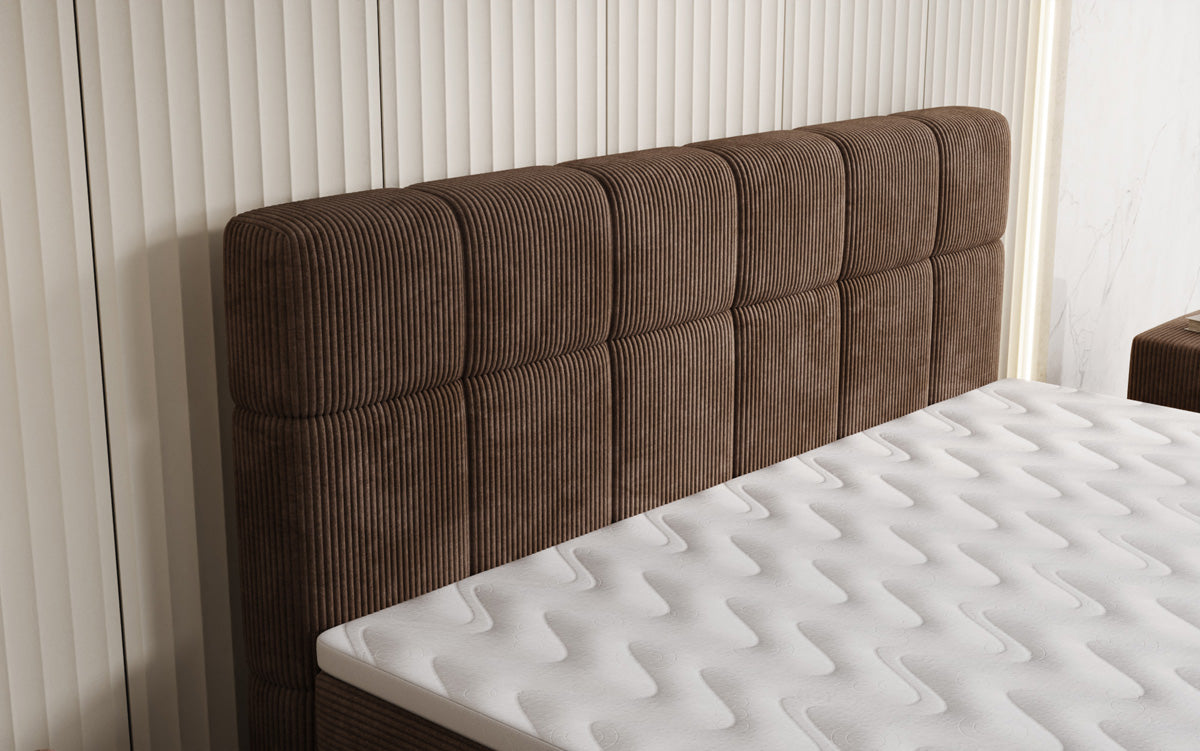 Boxspringbed Vera in Ribstof met hoge poten