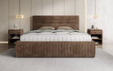 Designer gestoffeerd bed Merry in Ribstof met opbergruimte