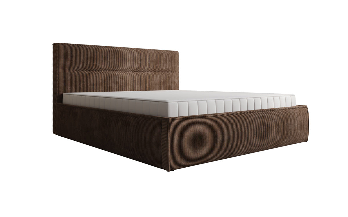 Designer gestoffeerd bed Merry in Ribstof met opbergruimte